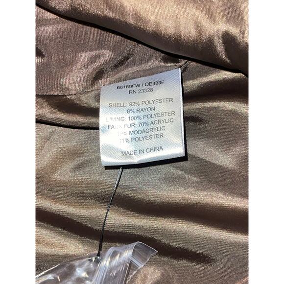 Womens Forecaster of Boston Brown Trench Pea Coat Faux Fur Removable Detail 20W - Picture 7 of 11